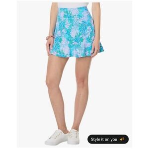 Lilly Pulitzer Zadora High Rise Skort Aqua Strong Current Sea XS NWT